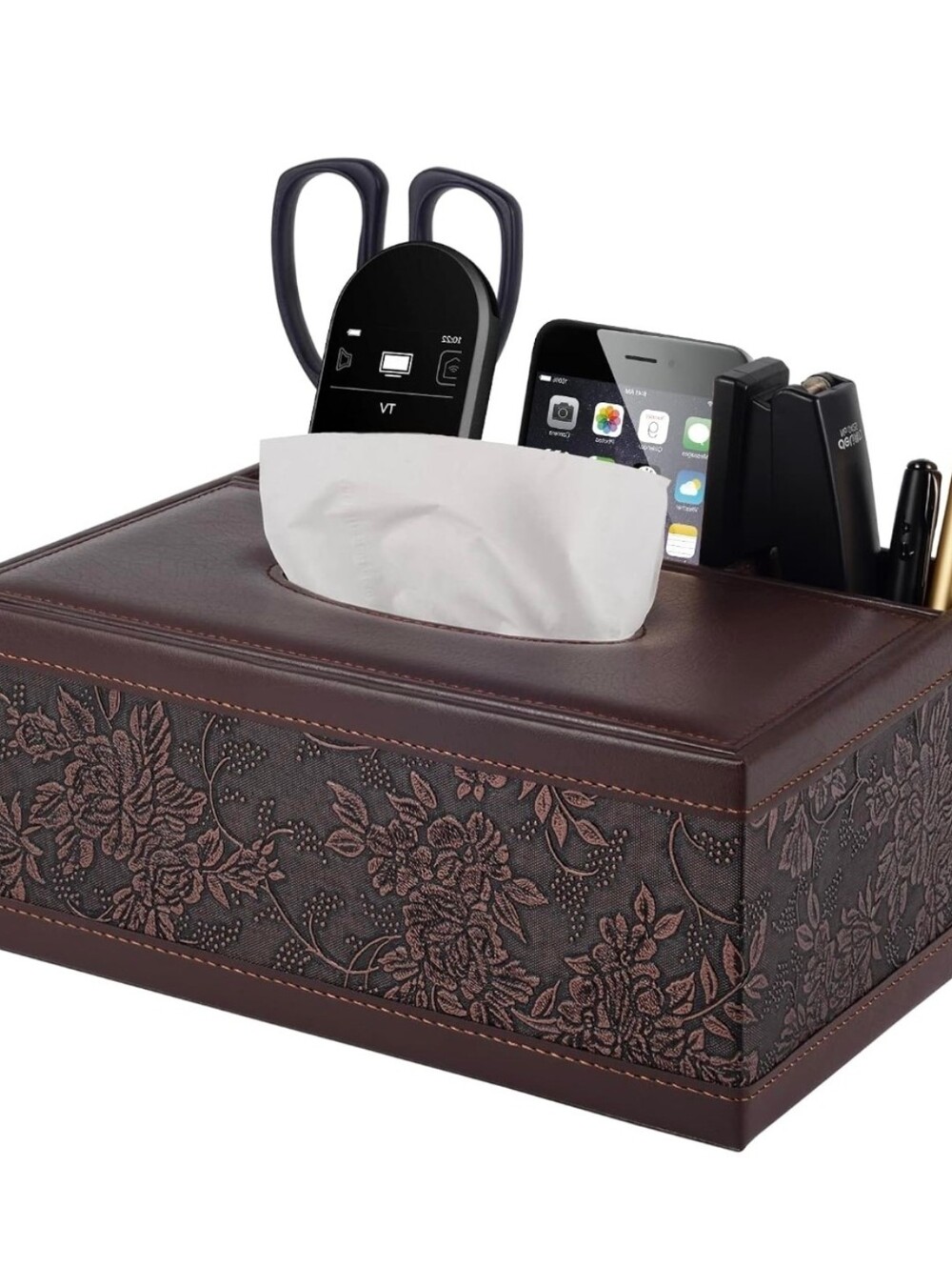 Retro Tissue Box Holder & Remote Control Organizer Storage Box Combo